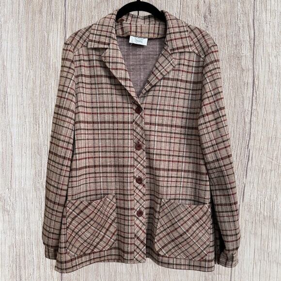 Vintage Brown Plaid Sears Blazer Jacket Size Unknown See Measurements - Picture 1 of 8